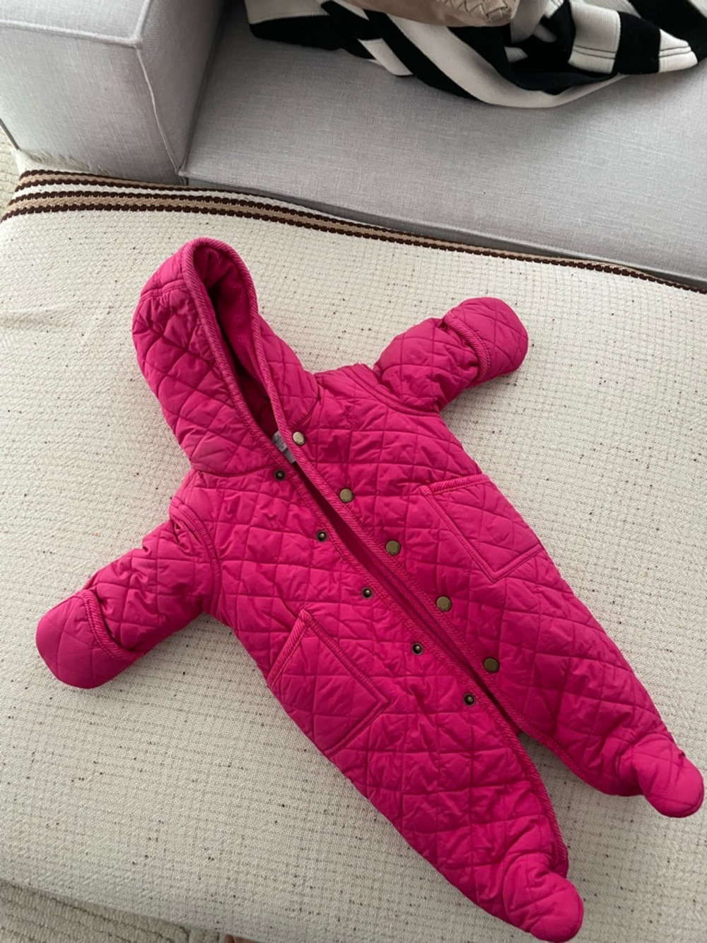 Ralph Lauren pink quilted baby bunting snowsuit